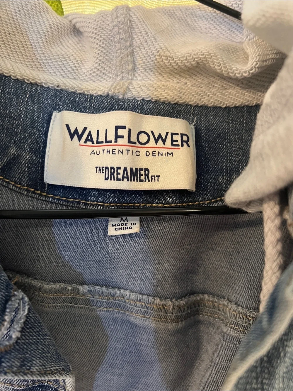 Wallflower Blue Denim Jacket with Gray Knit Hood & Sleeves